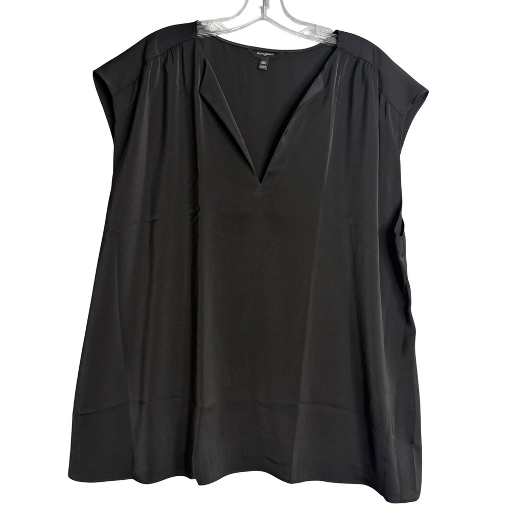Banana Republic Factory Cap Sleeve Blouse Womens XXL Black Boxy Preppy Chic